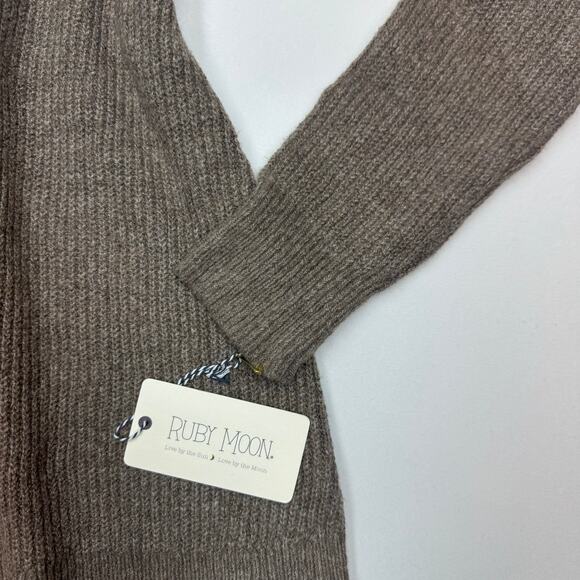 NWT Ruby Moon V Neck Ribbed Knit Sweater Small Cocoa Brown Pullover Soft Cozy - Picture 10 of 12